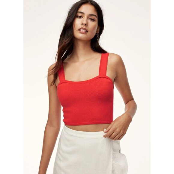 Aritzia WILFRED Orlina Red Orange Knit Cropped Tube Tank Top, Size S - Picture 10 of 11